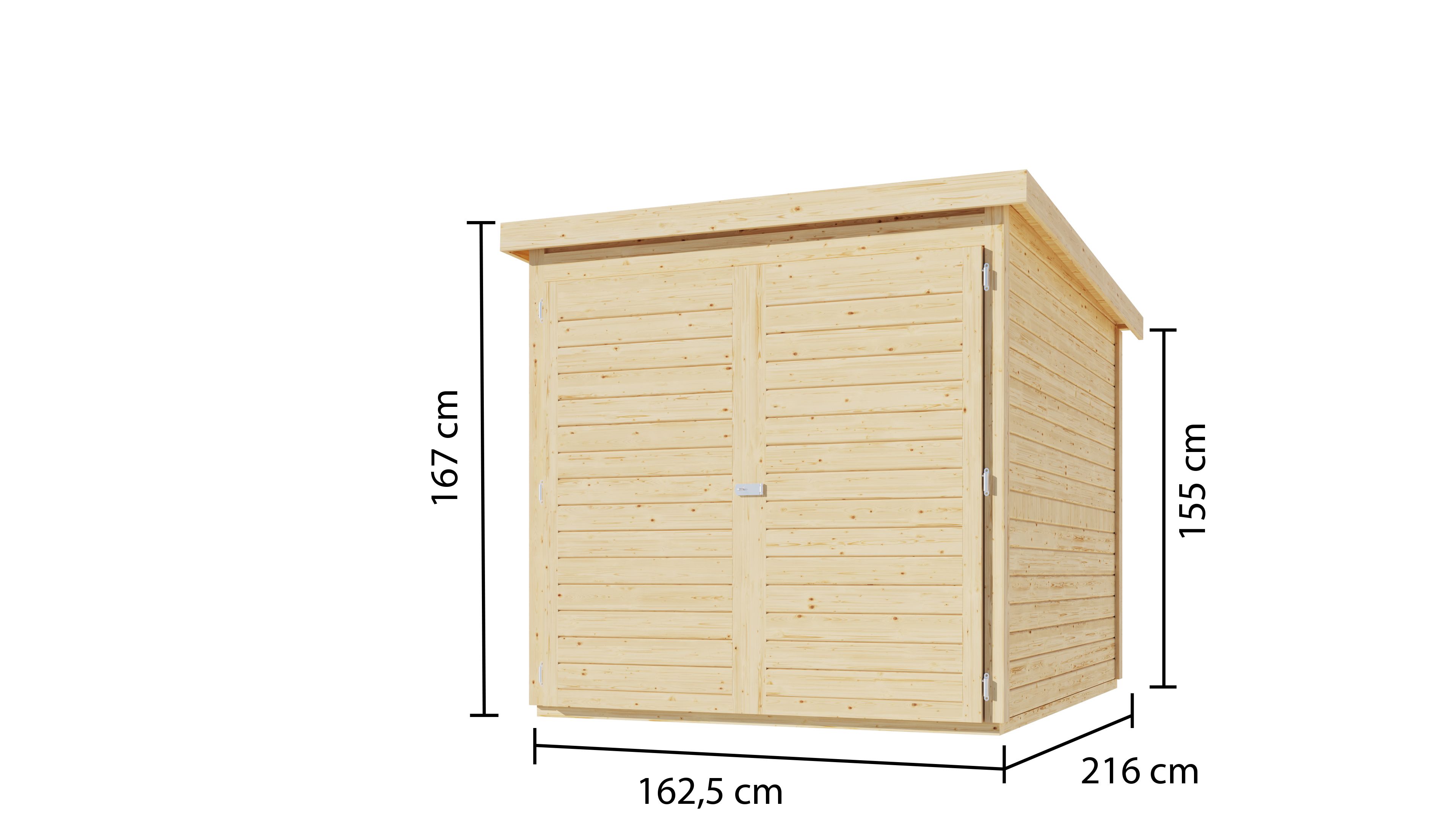 Karibu Fahrradgarage 19 mm SET naturbelassen mit Dachfolie