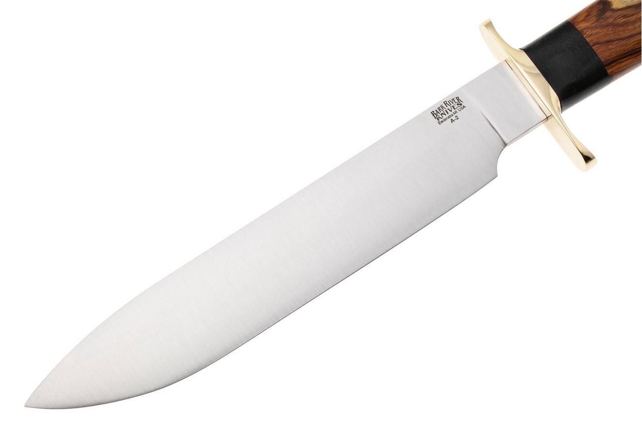 Bark River Mike Stewart Bowie Satin A2, Desert Ironwood, vaststaand mes
