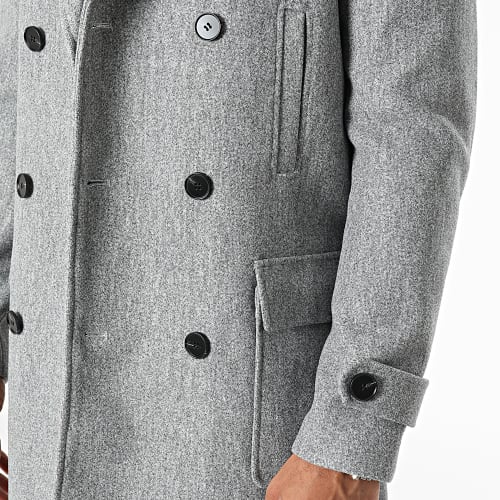 Manteau Long Col Mouton Gris