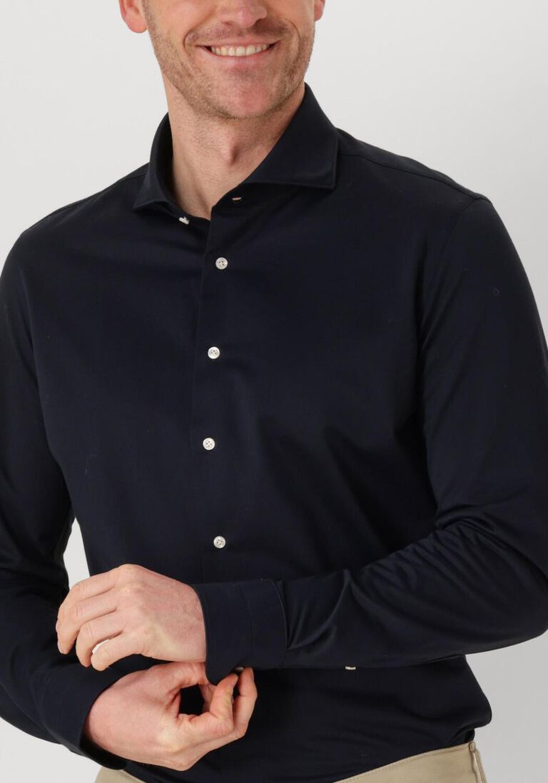 donkerblauwe profuomo klassiek overhemd shirt x-cutaway japanese knitted