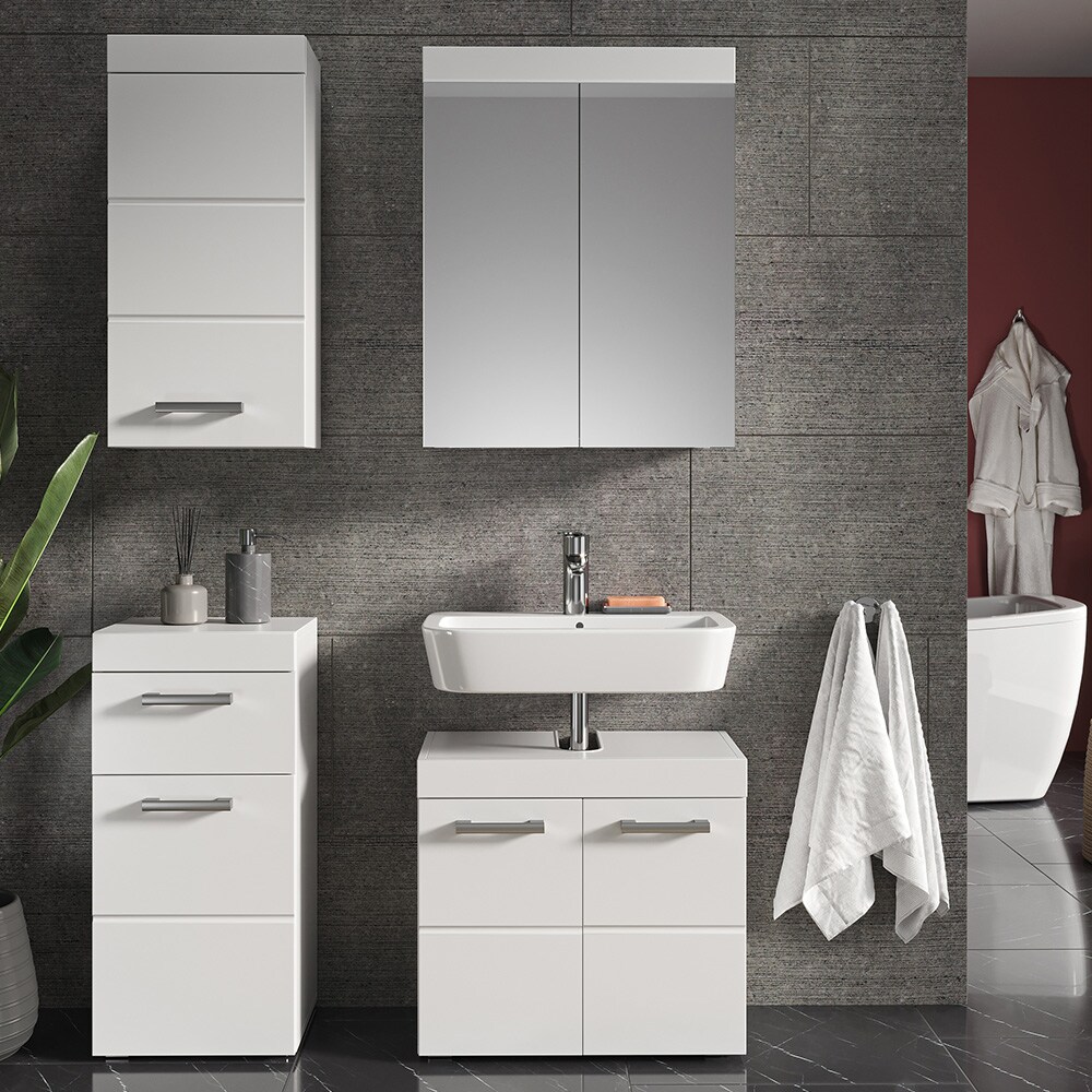 Vicco Hängeschrank Badschrank Badezimmermöbel Luna Weiß Skandi 37x77 cm Badezimmer Schrank Badmöbel Schranktür Schrankfach Ablage Aufbewahrung