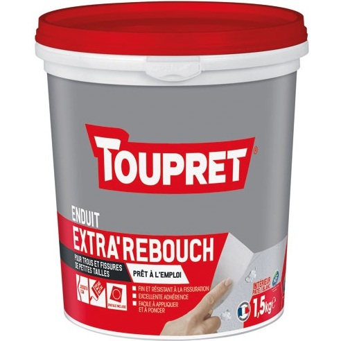 Enduit de rebouchage intérieur Extra Rebouch' Toupret - Seau de 1,5 kg