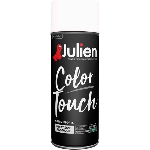 Peinture satinée multi-supports Color Touch Julien - Aérosol de 400 ml, blanc neige RAL 9010