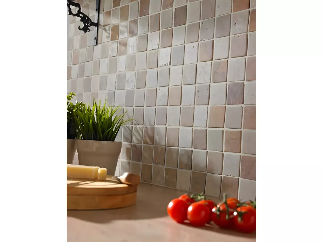 Carrelage de mosaïque (Boite de 1m²) / Plaque mosaïque mur et sol en marbre naturel multicolore - 30 x 30 cm