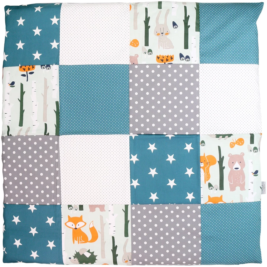 Ullenboom Baby Bettwäsche-Set Waldtiere Petrol 80 x 80 cm + 35 x 40 cm