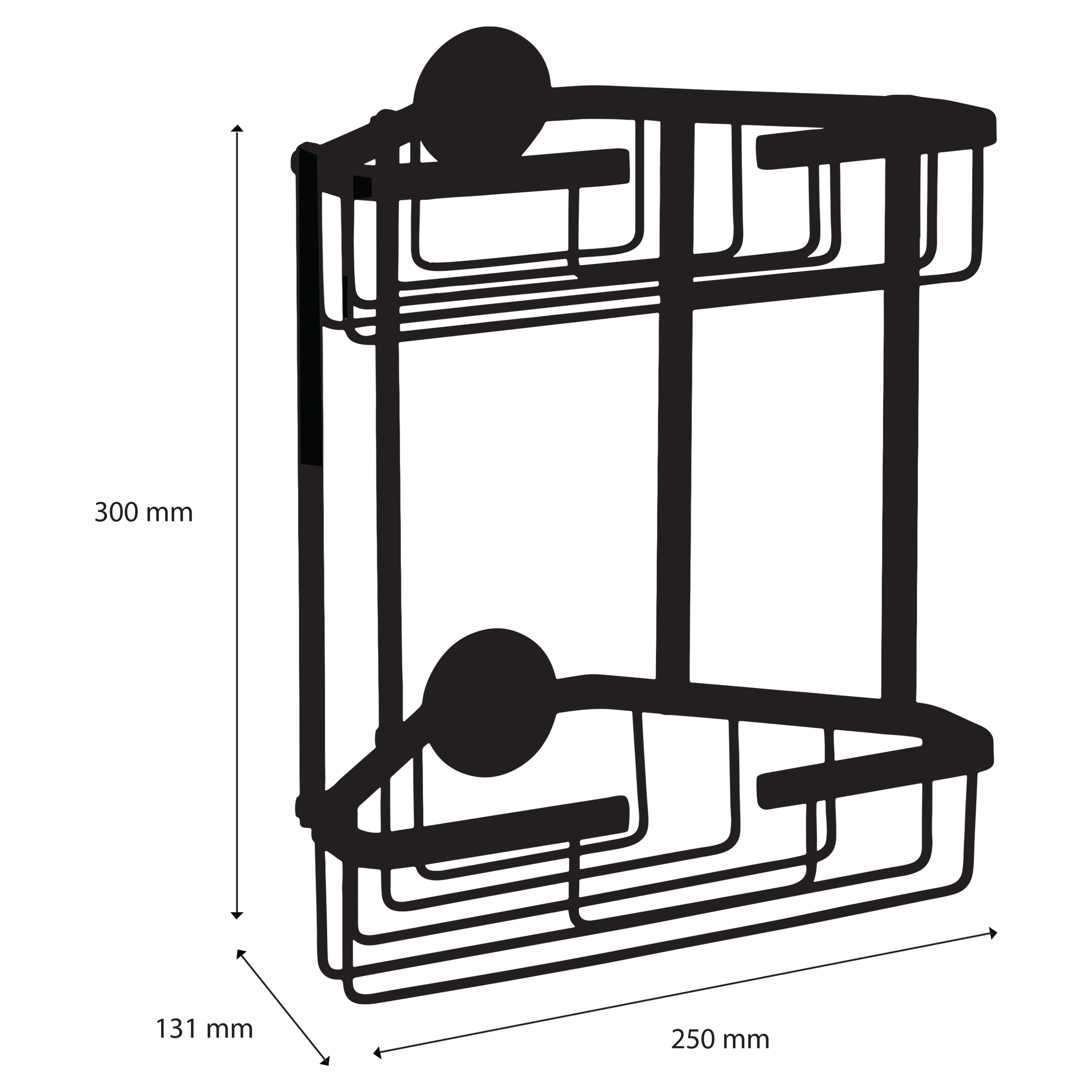 Differnz doucherek dubbel hoekmodel 25cm zwart