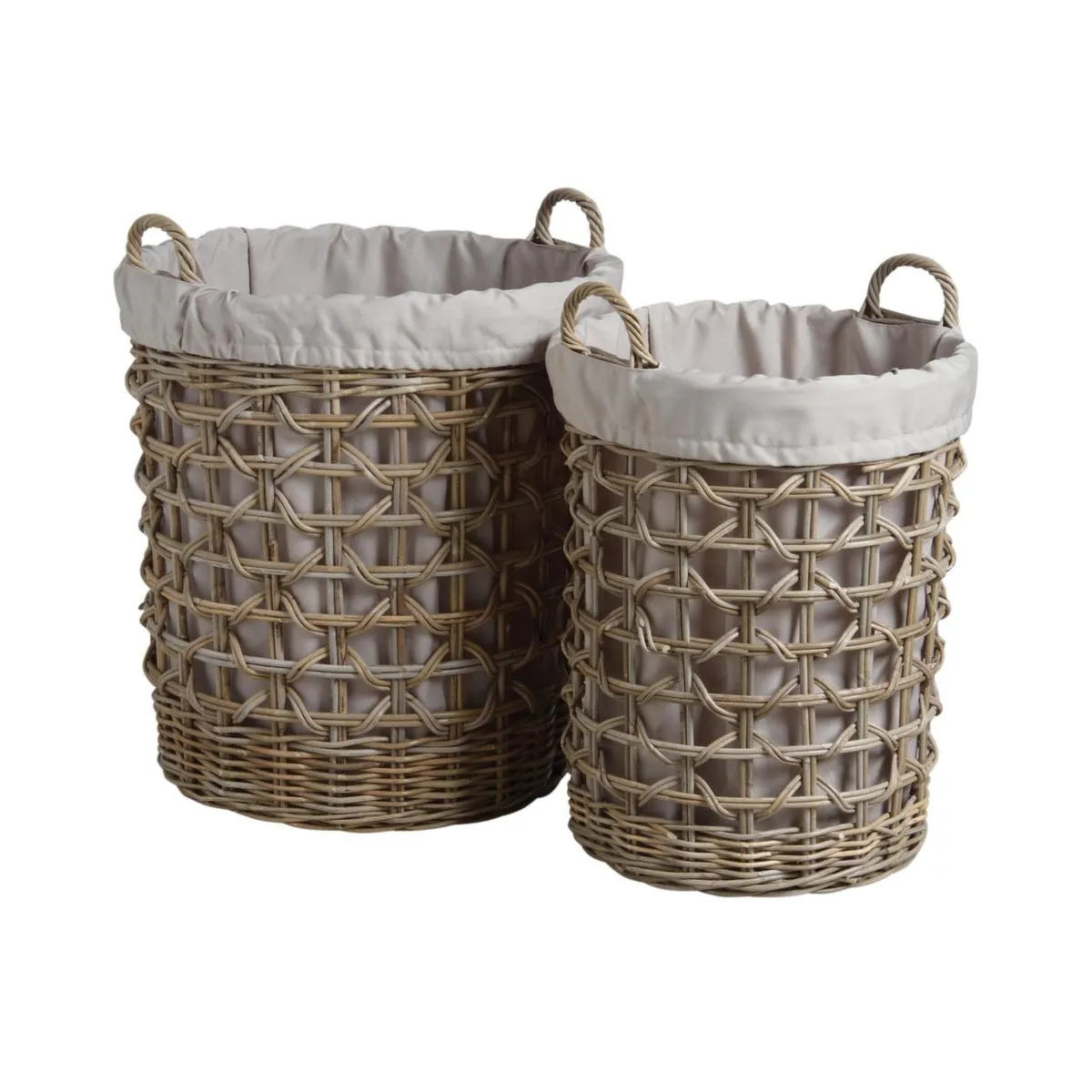 Aubry Gaspard Panier à linge en poelet gris (Lot de 2)