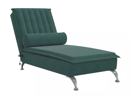 Prolenta Premium - Chaise longue de massage avec traversin vert foncé velours