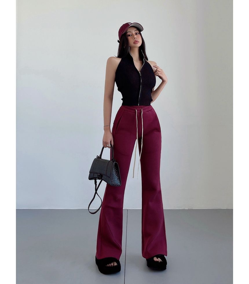 LIVIE - Tanktop met geribbelde col en rits