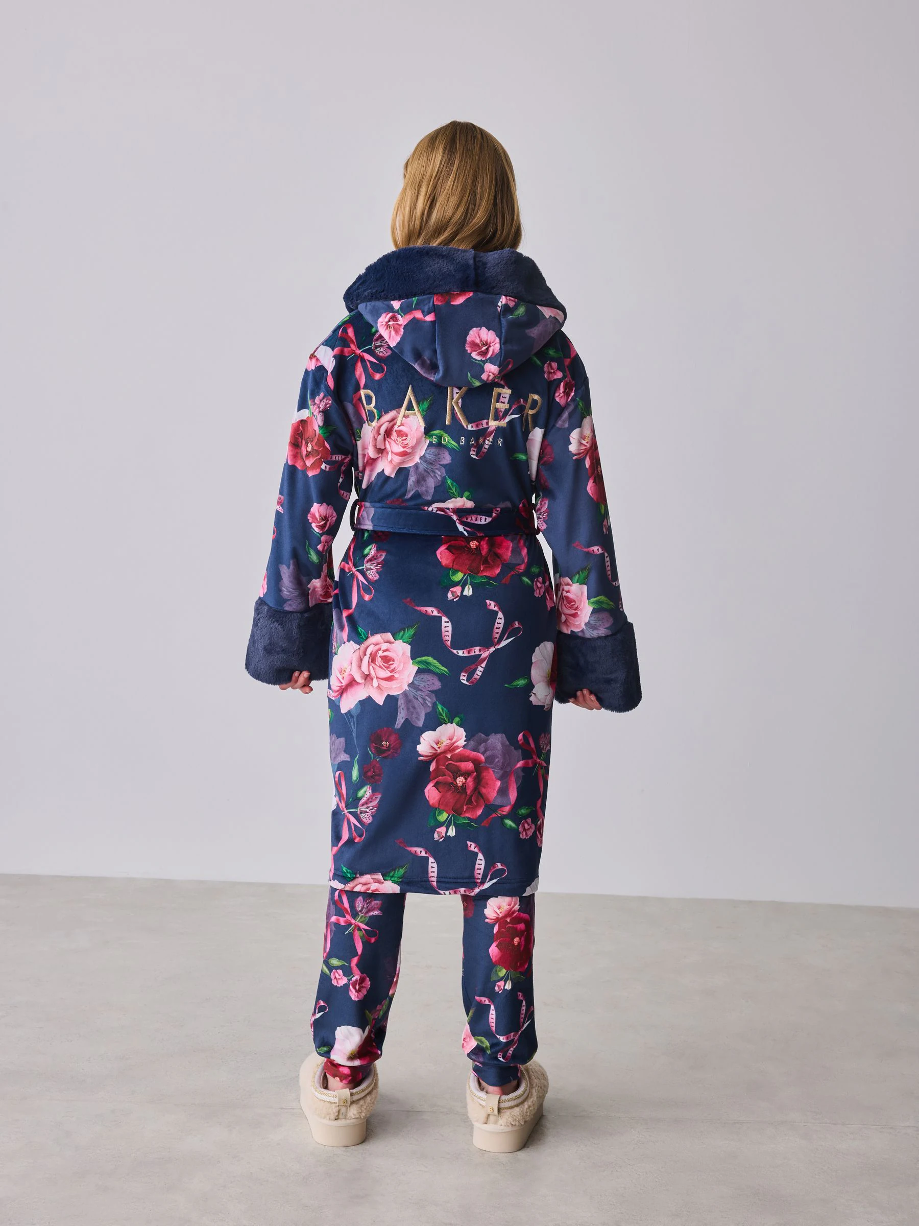 Marineblauw - Baker by Ted Baker All Over Floral Print Robe
