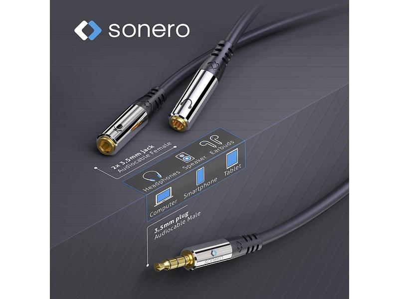 sonero Audio-Kabel 3.5 mm Klinke - 3.5 mm Klinke 0.25 m Sonero 3.5mm auf 2x 3.5mm Audio Adapter Kabel 0.25m
