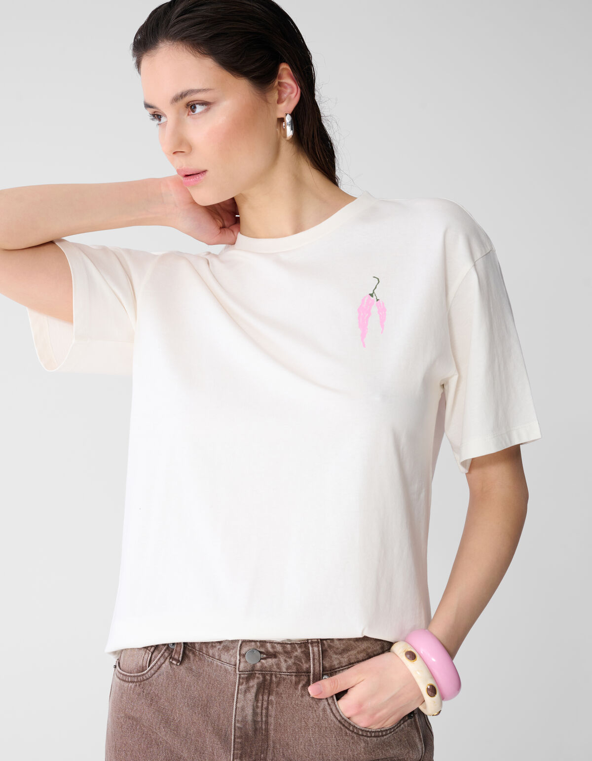 Pepper Artwork T-shirt Gebroken Wit