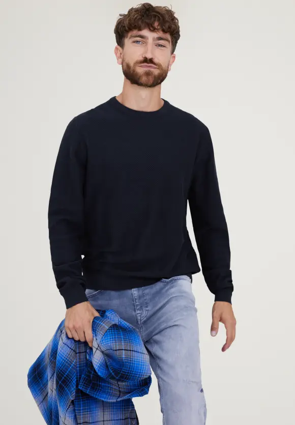 Strickpullover in Unifarbe - deep navy blue