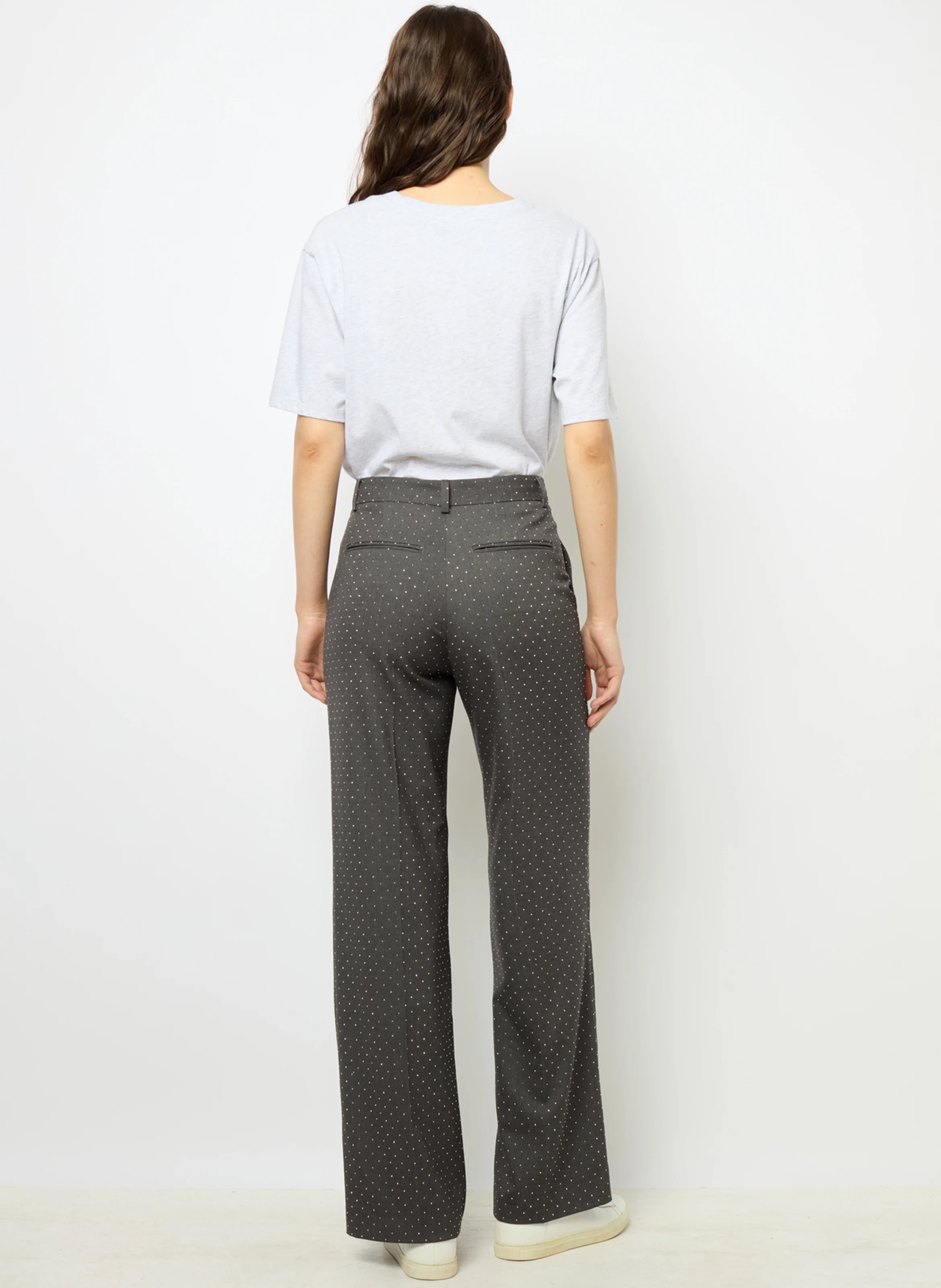 DALI - Pantalon droit à mini strass | Gris