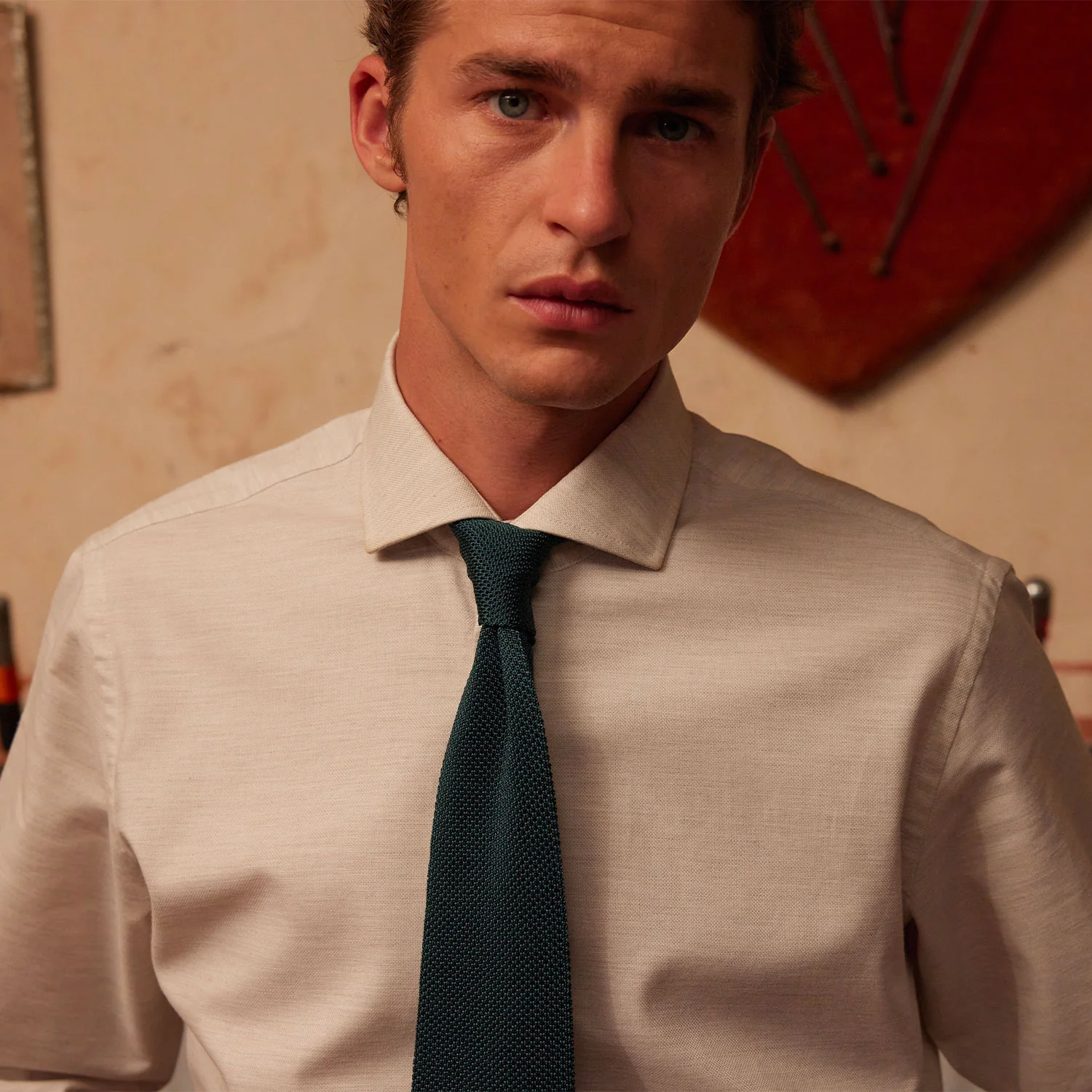 Forest green silk grenadine tie