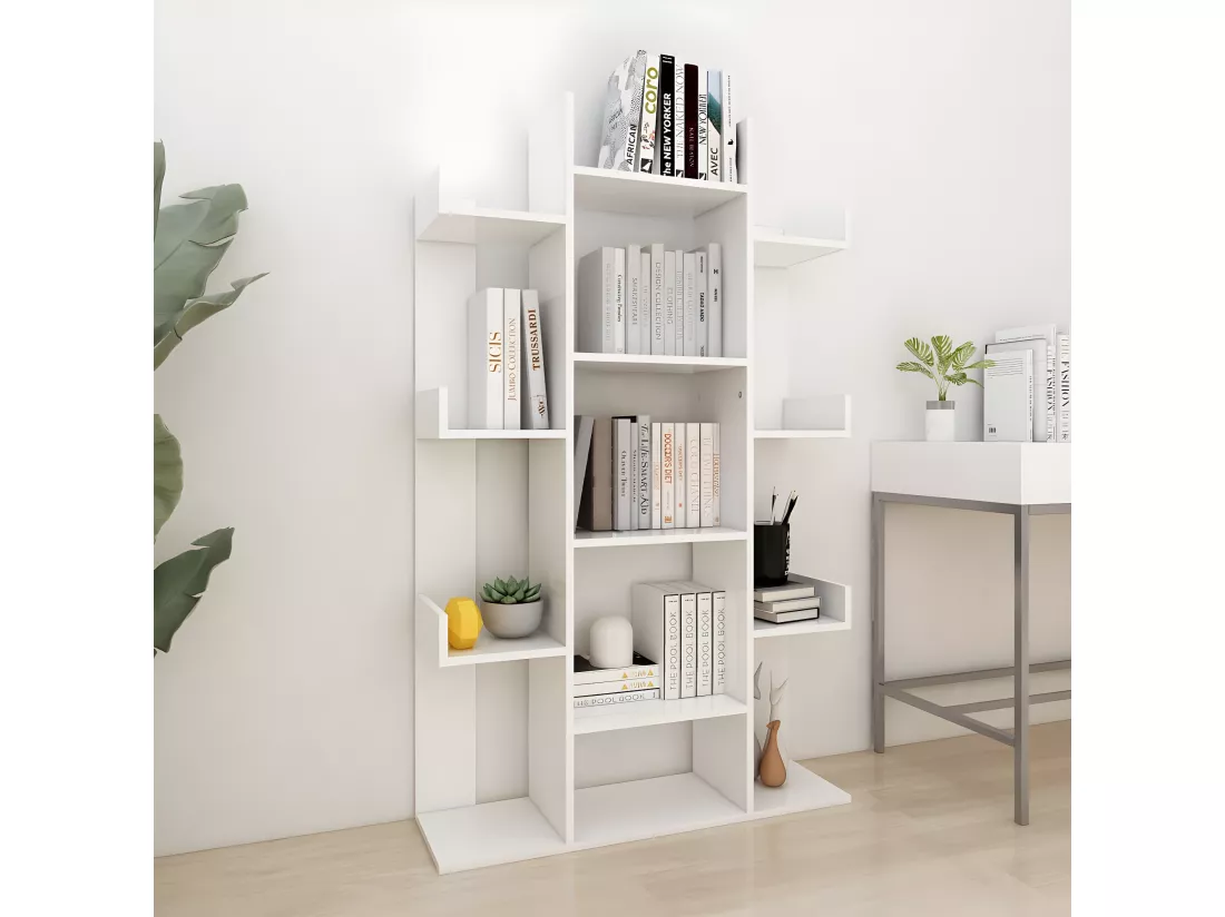 Bibliothèque Blanc 86x25,5x140 cm Aggloméré