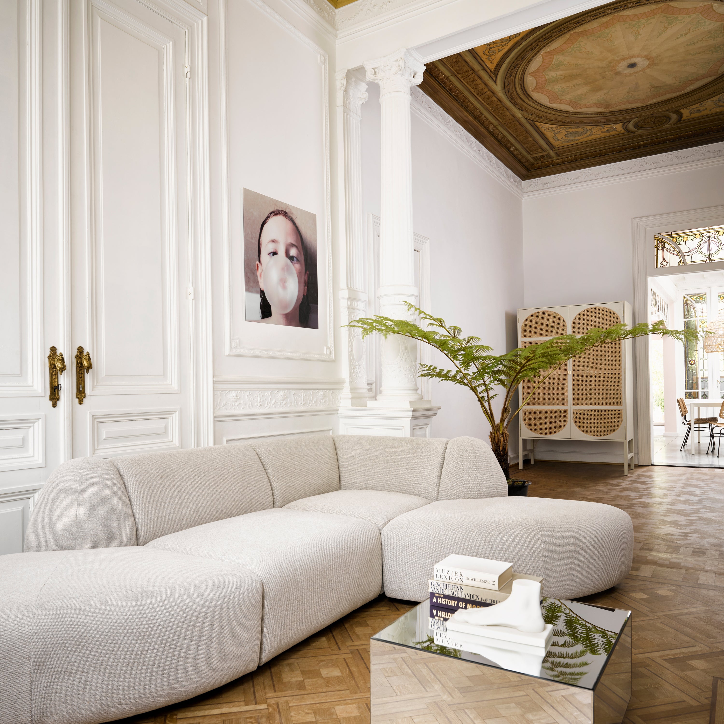 HKliving Jax Bank Element - Hoekstuk Links - Geweven Stof - Naturel Melange