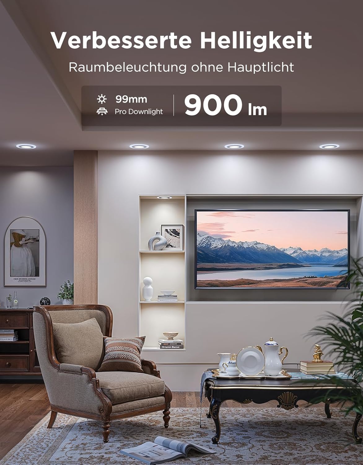Govee Smart Einbaustrahler LED, RGBWW LED Spot 230V, 900LM, 11.5W Deckenspots Kompatibel mit Matter und Alexa, 2700K-6500K Dimmbare, 99mm Spots Deckenleuchte für Küche Wohnzimmer, 4 Stück