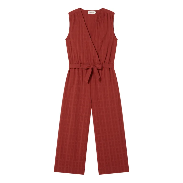 Thinking Mu Combinaison Winona Carreaux Coton Bio | Rouge brique