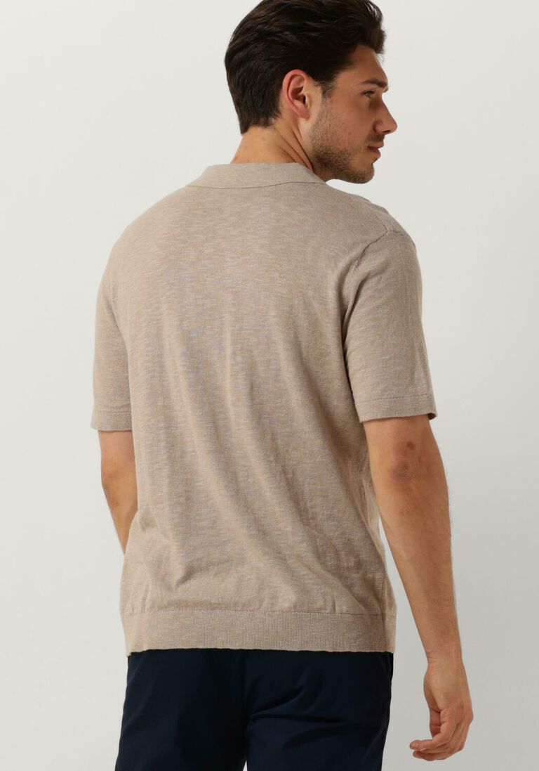 SELECTED HOMME beige selected homme polo slhberg linen ss knit open polo