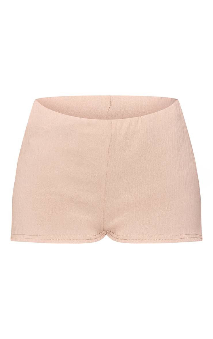 Beige Ensemble Coordonné Short Moulant Texturé Extensible