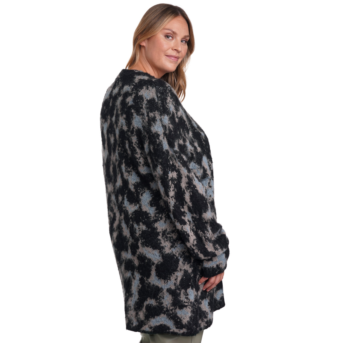 Gina Benotti Damen Strickjacke mit Knopfleiste hellblau / beige / schwarz