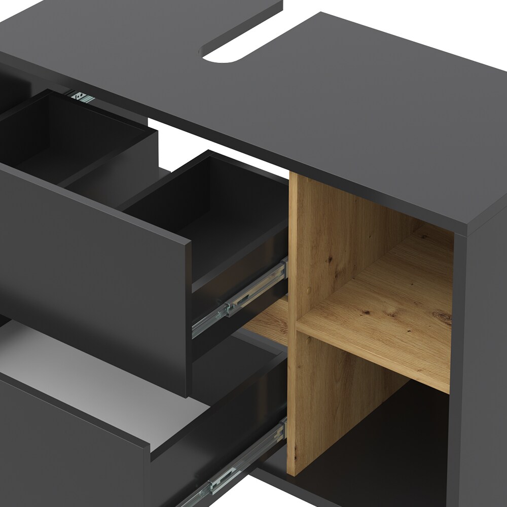 Vicco Waschtischunterschrank Waschbeckenunterschrank Viola Anthrazit Eiche modern 100x60 cm Badkommode Badschrank Badezimmer Schrank Badmöbel Schranktür Schrankfach