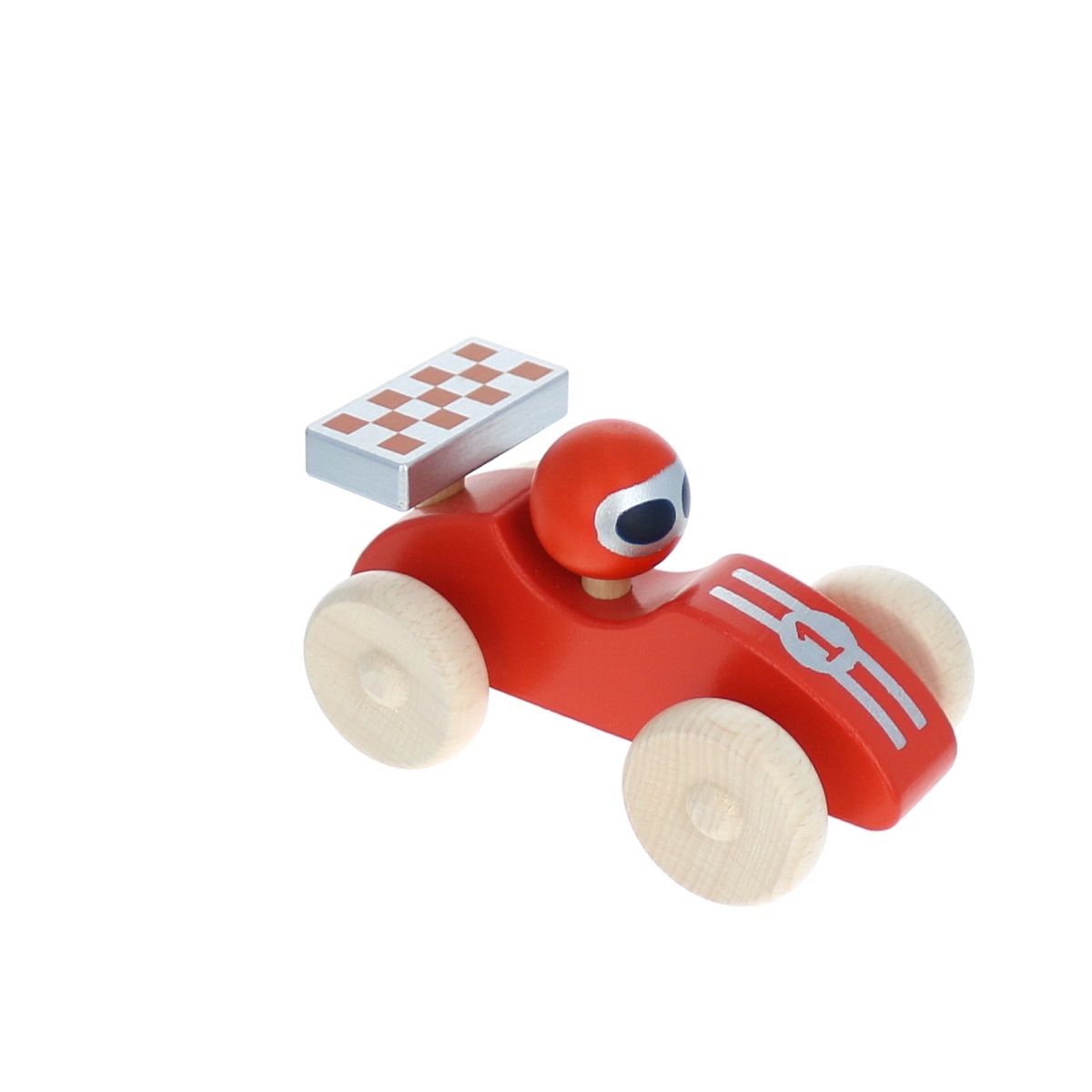 Voiture de course en bois rouge Mercredi et Patati