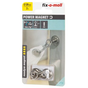 Magneet Neodymium met oog 20x31mm 2 stuks