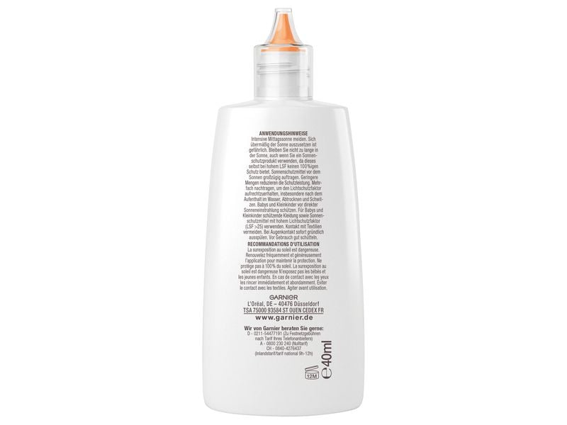 Garnier Ambre Solaire Sonnencreme Anti-imperfection 40 ml Sonnenschutzfluid eignet sich dank seiner mattierenden, nicht fettenden Formel für zu Unreinheiten neigende Haut