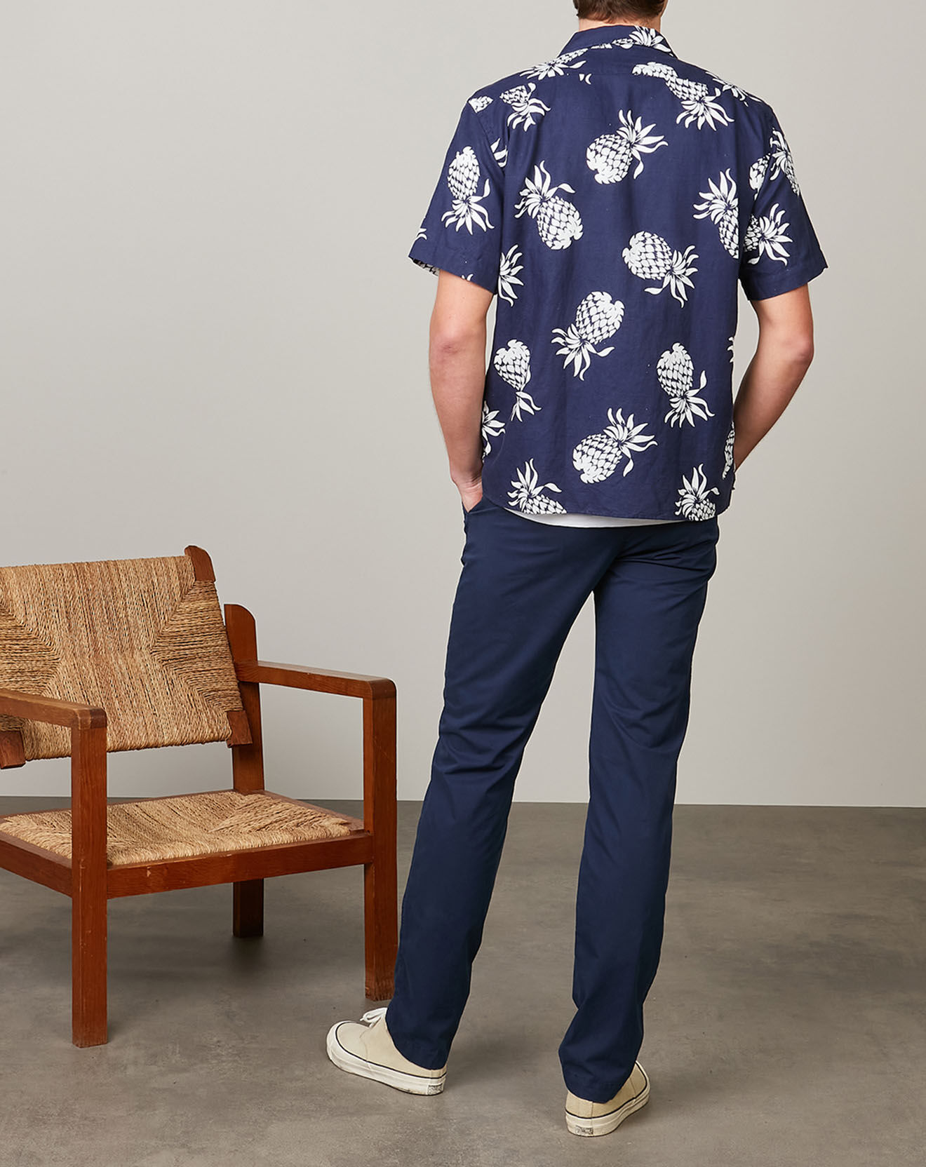 Hartford Chemise regular en Lin & Coton Palm bleue