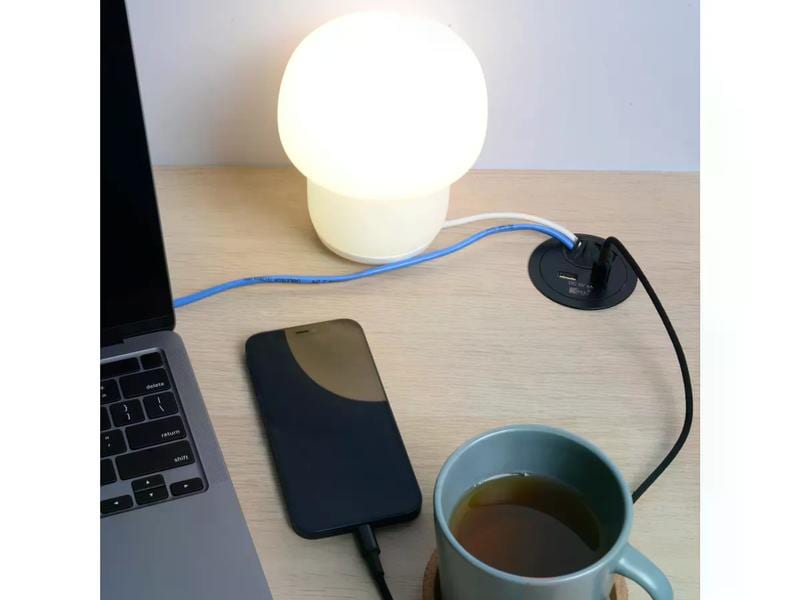 Max Hauri USB-Ladesteckdose USB A C mit Kabeldurchführung, Kabeldurchführung mit USB A und USB C Charger