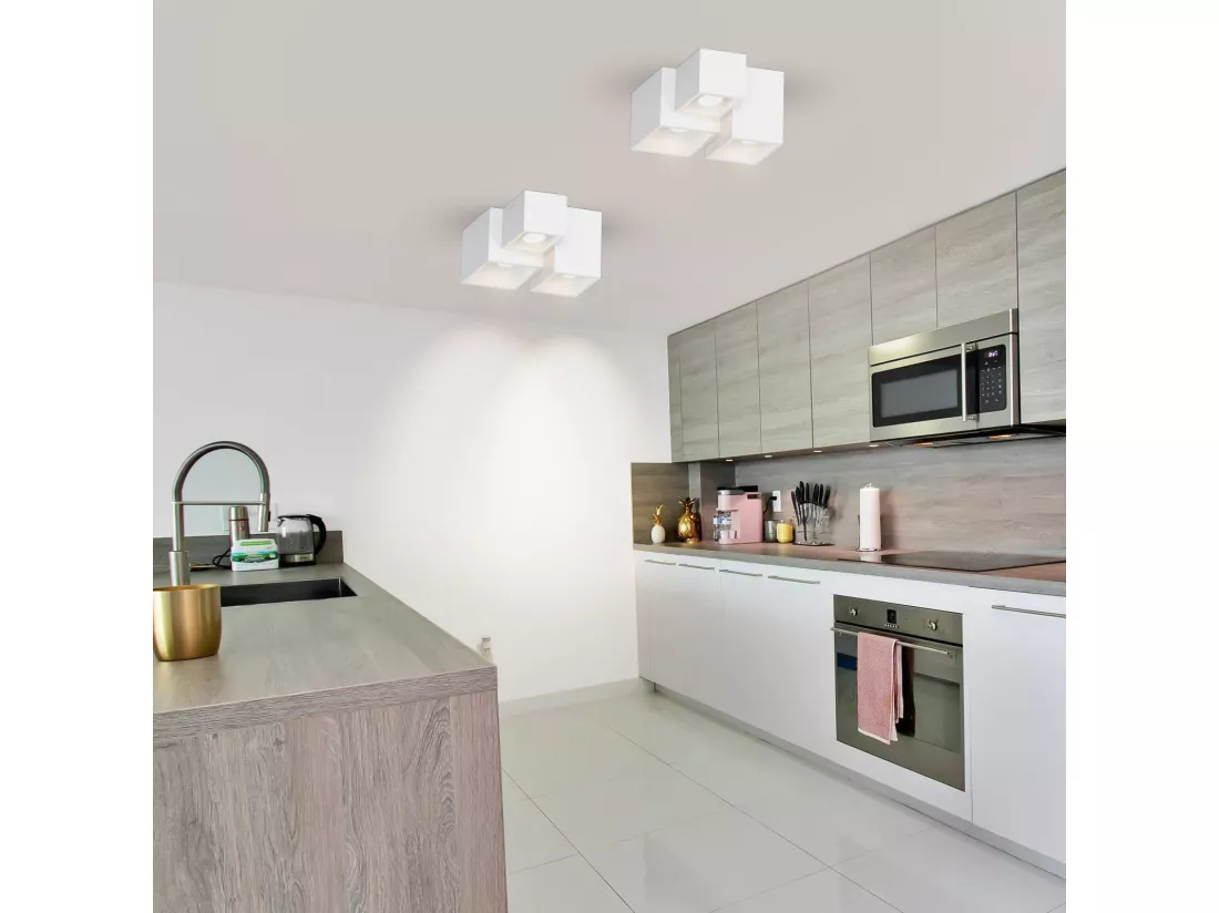 NETTLIFE Spot en saillie blanc GU10 spot en saillie carré 40W plâtre petit plafonnier moderne