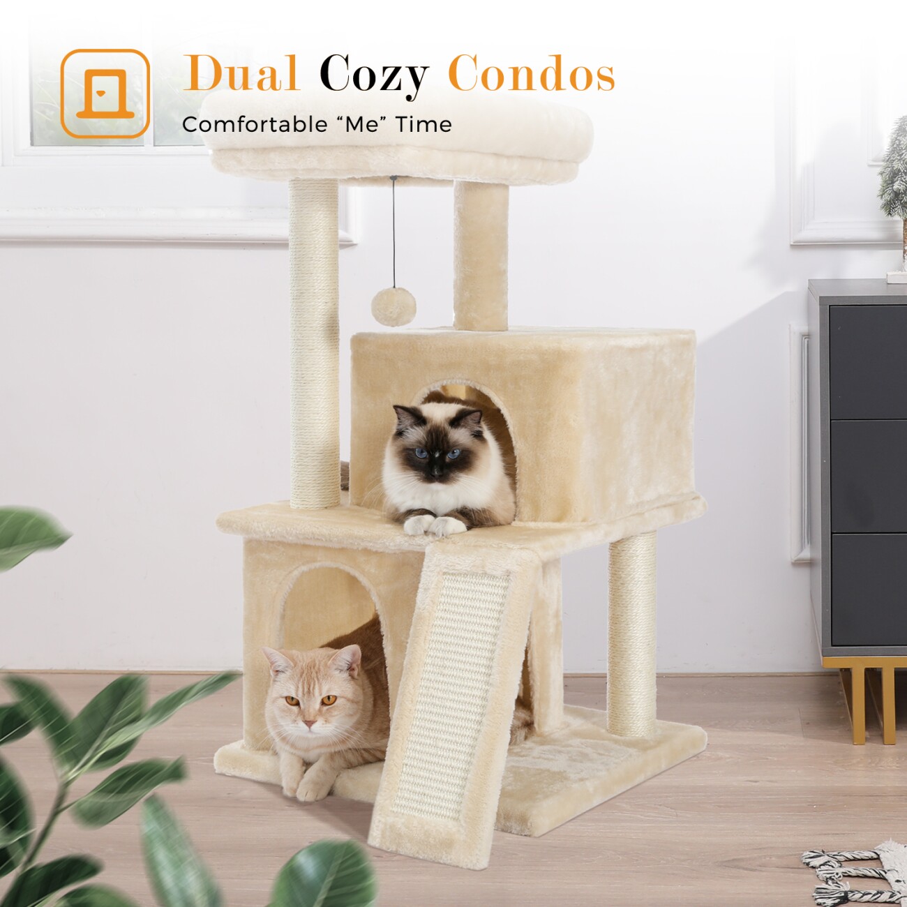 Pawz Road Kratzbaum 3 Etagen Kätzchen beige