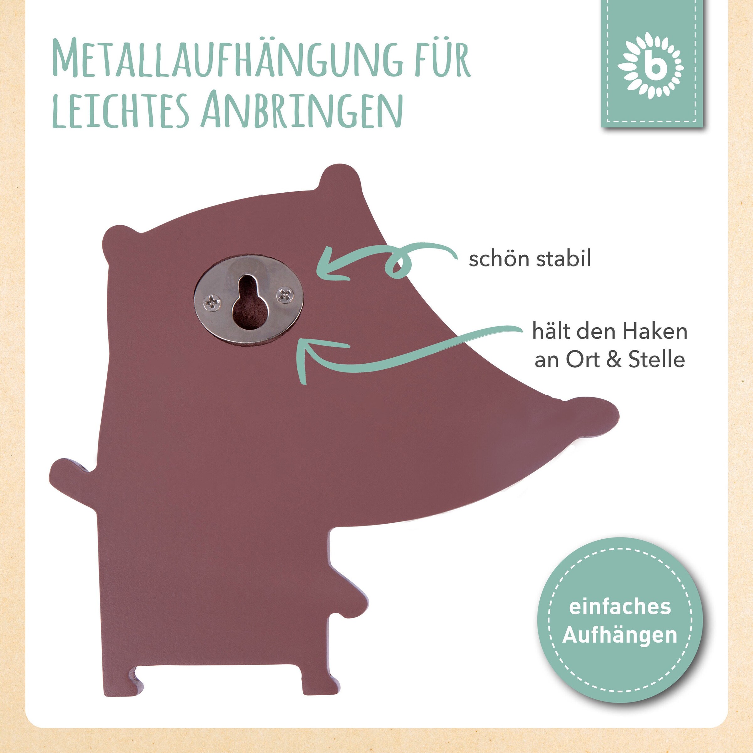 Bieco Kindergarderobe Dachs Grau