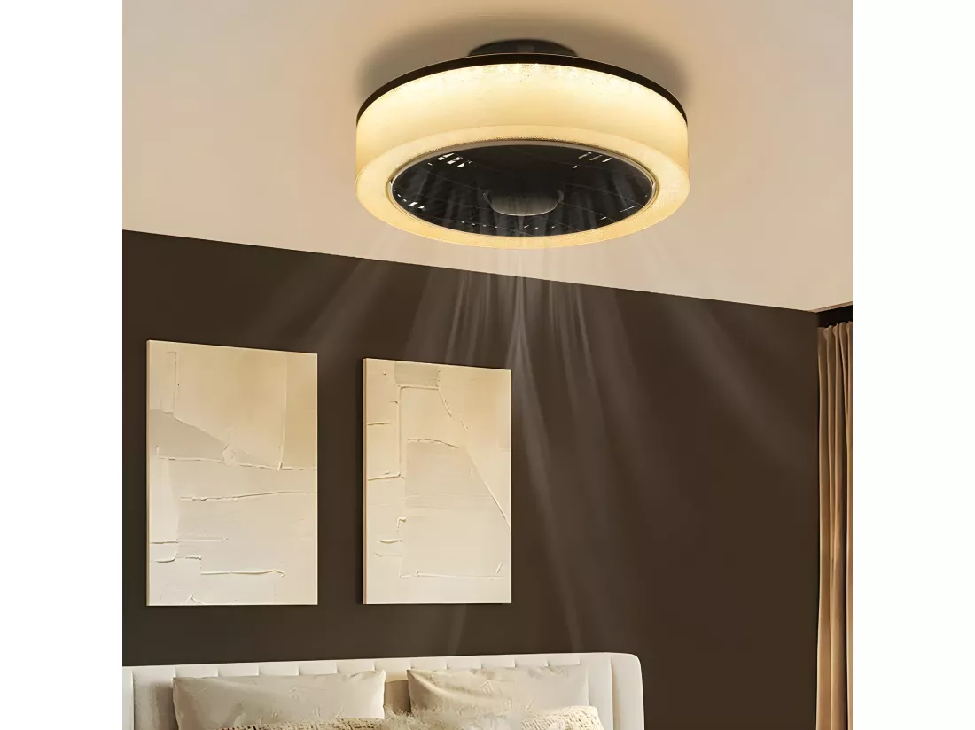 NETTLIFE Ventilateur de plafond LED avec éclairage - 39,5cm Moderne, grand & silencieux, télécommande, minuterie, 34W, 3000K-6000K dimmable