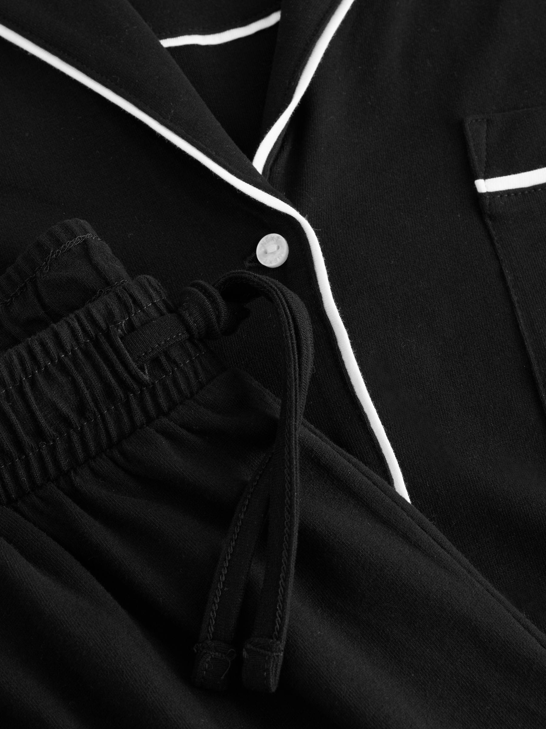 Zwart - Pyjama met knopen en jerseystof