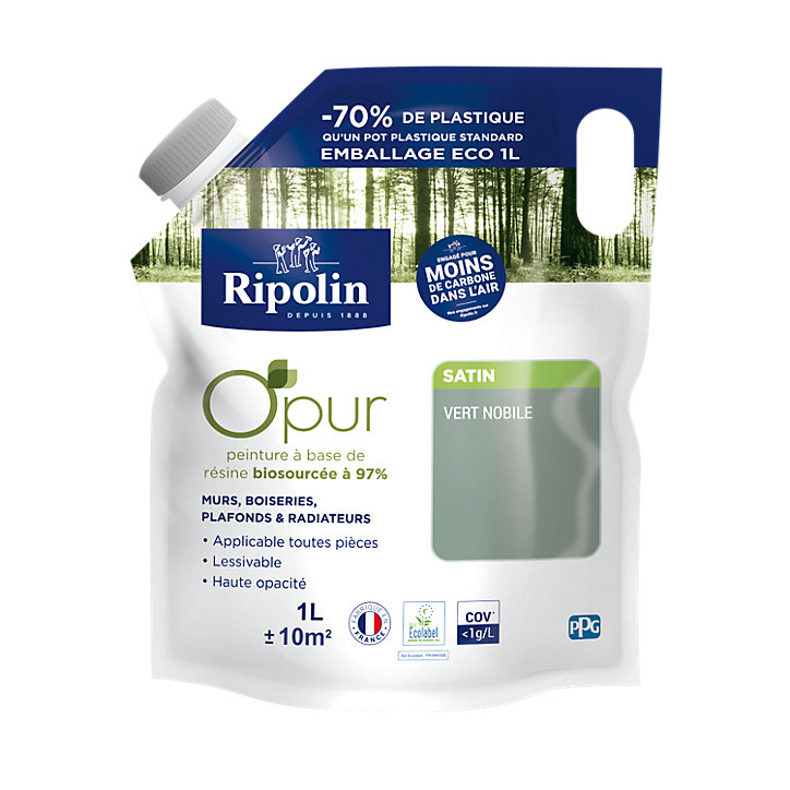 Peinture intérieure Ripolin O'Pur vert nobile satin 1L