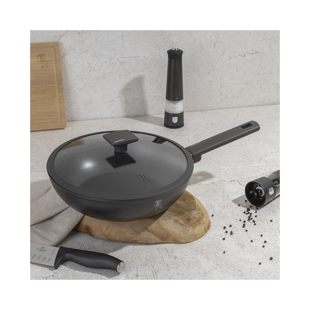 Berlinger Haus Wok Bratpfanne Ø 28 cm mit Deckel Anthracite Collection