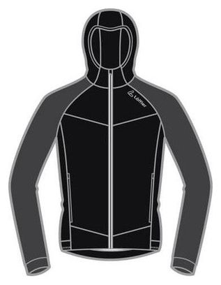 Veste Loeffler Hybride légère de Sports de Montagne avec capuche-noir