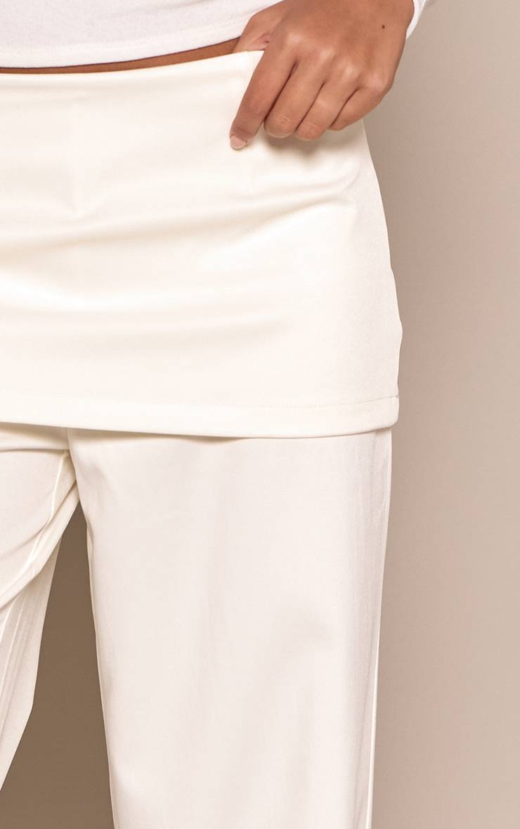 Crème Pantalon Large À Détails Superposés