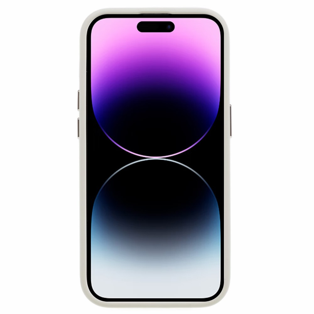 iPhone 15 Pro Max Silikon Hardcase Hülle mit Alu Kamerarahmen - Weiss