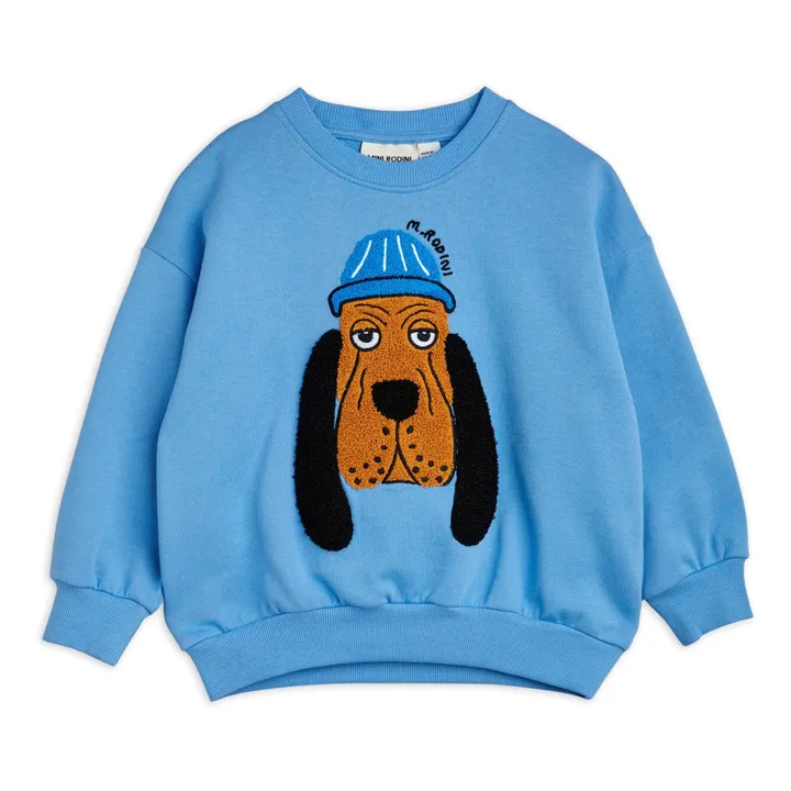Mini Rodini Sweat Coton Bio Brodé Chien | Bleu ciel