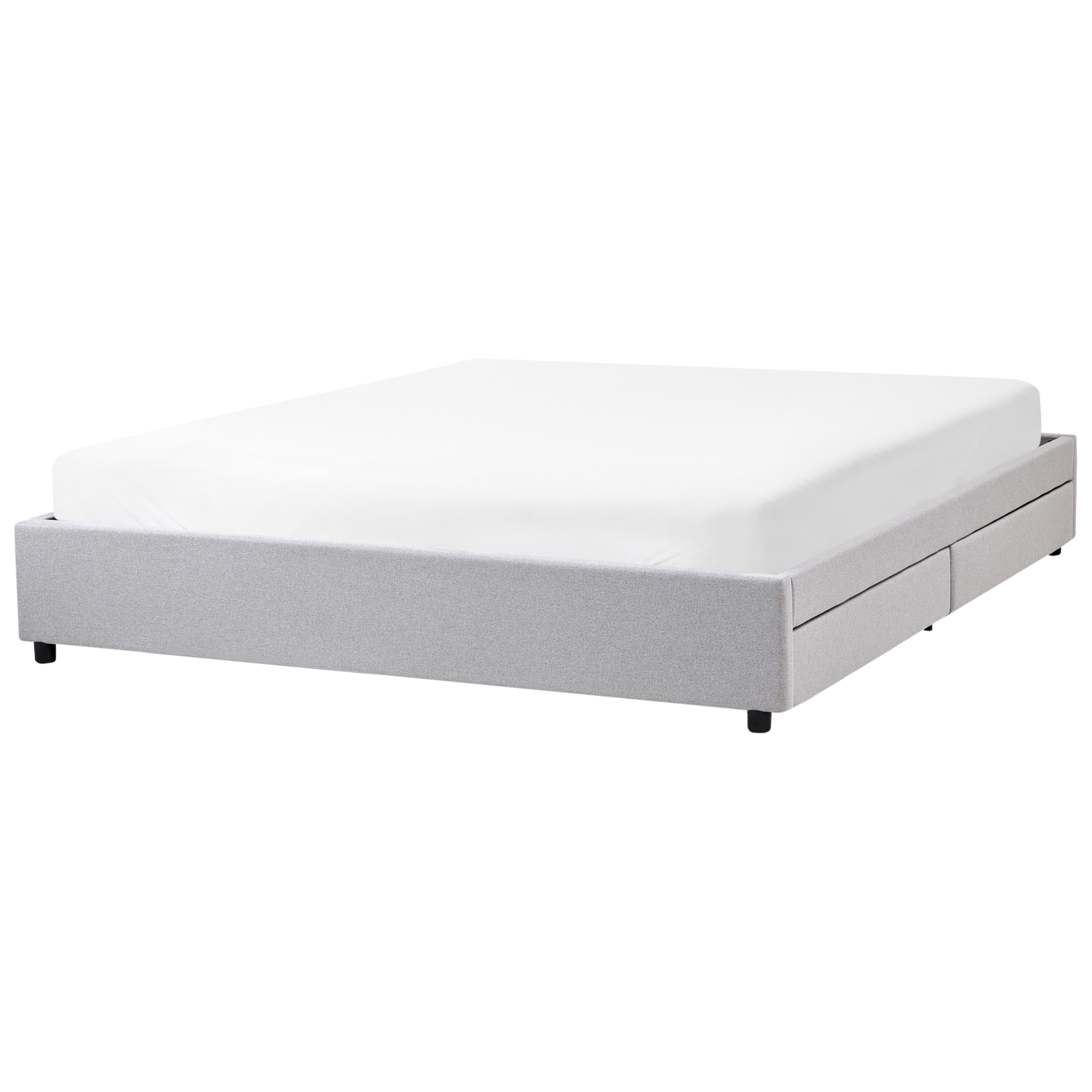 Beliani-PRADES-Bed met opbergruimte-Lichtgrijs-180 x 200 cm-Polyester