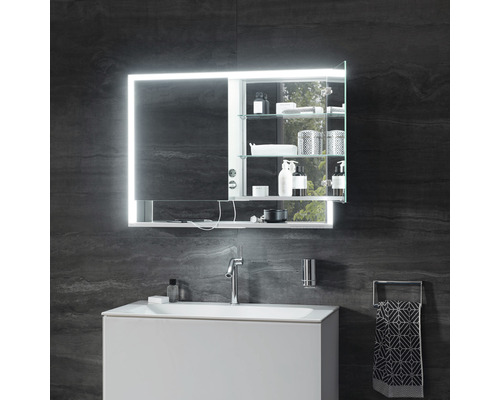 KEUCO Royal Lumos spiegelkast, 100 x 16,5 x 73,5 cm, zilver, 2-deurs, LED, IP24, inbouw, 713