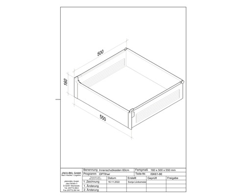 OPTIFIT binnenlade 60 cm