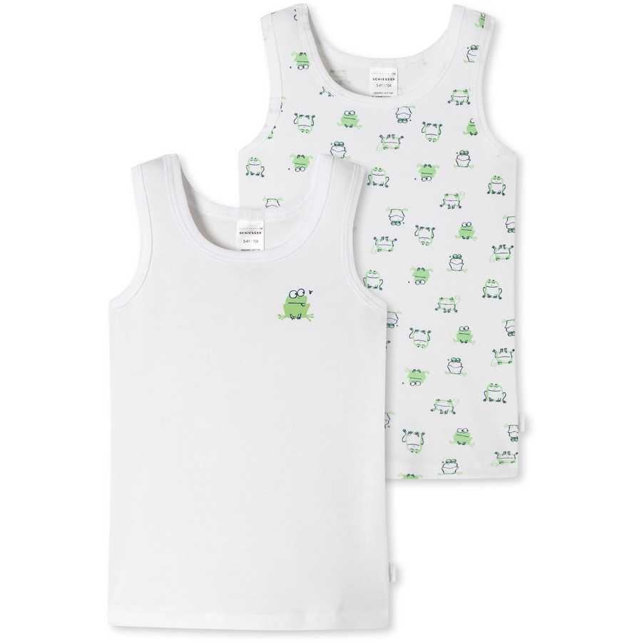 Schiesser Unterhemd Fine Rib Organic Cotton weiß, grün