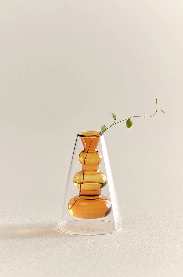 TILO AMBER glassvase høyde 13 cm
