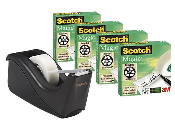 3M Tapedispenser, svart med 4 rl 810 19 mm x 33 m