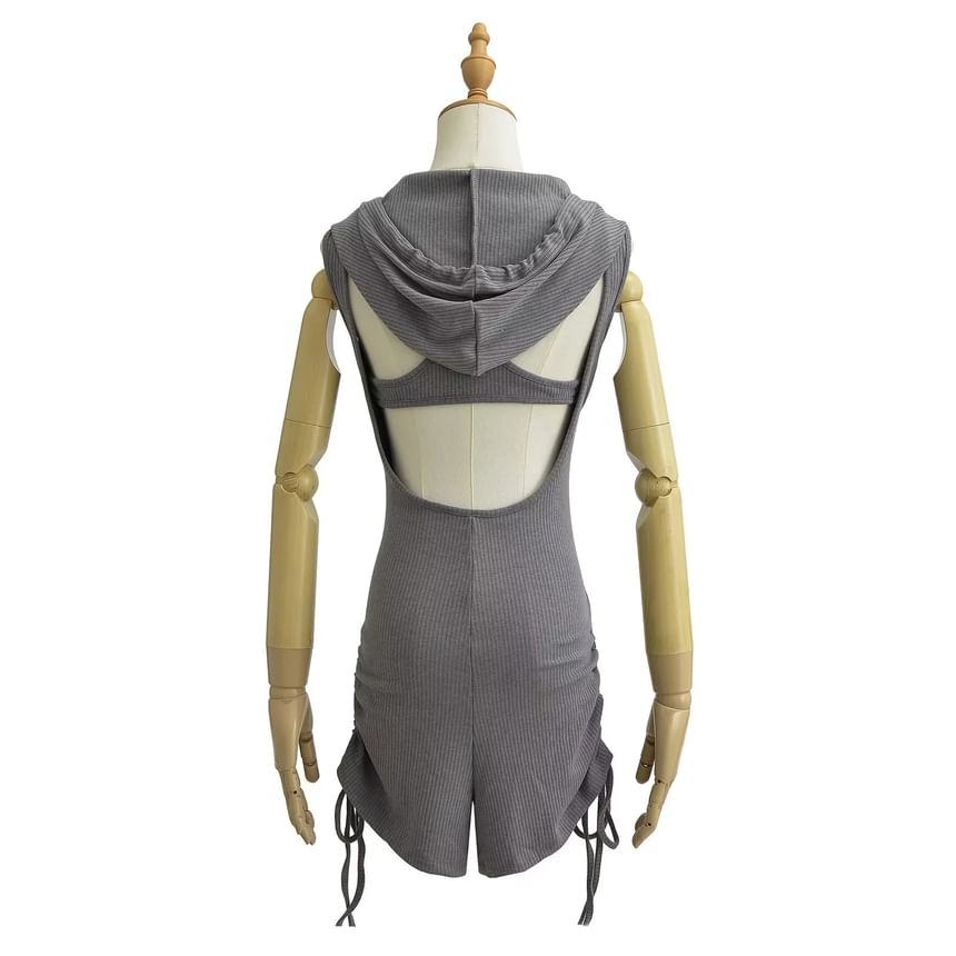 Reknovine - Mouwloze Henley-romper met capuchon en trekkoord